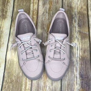 Womens Sperry "Crest Vibe" Lavender/Grey Canvas Shoe with leather laces size-7